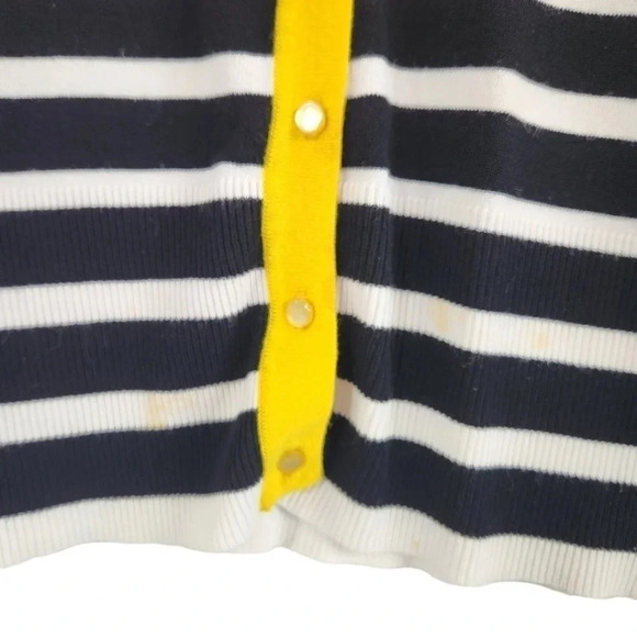 Red Button Cardigan Size L Yellow Block Black White Striped Long Sleeve *READ* - Picture 13 of 16